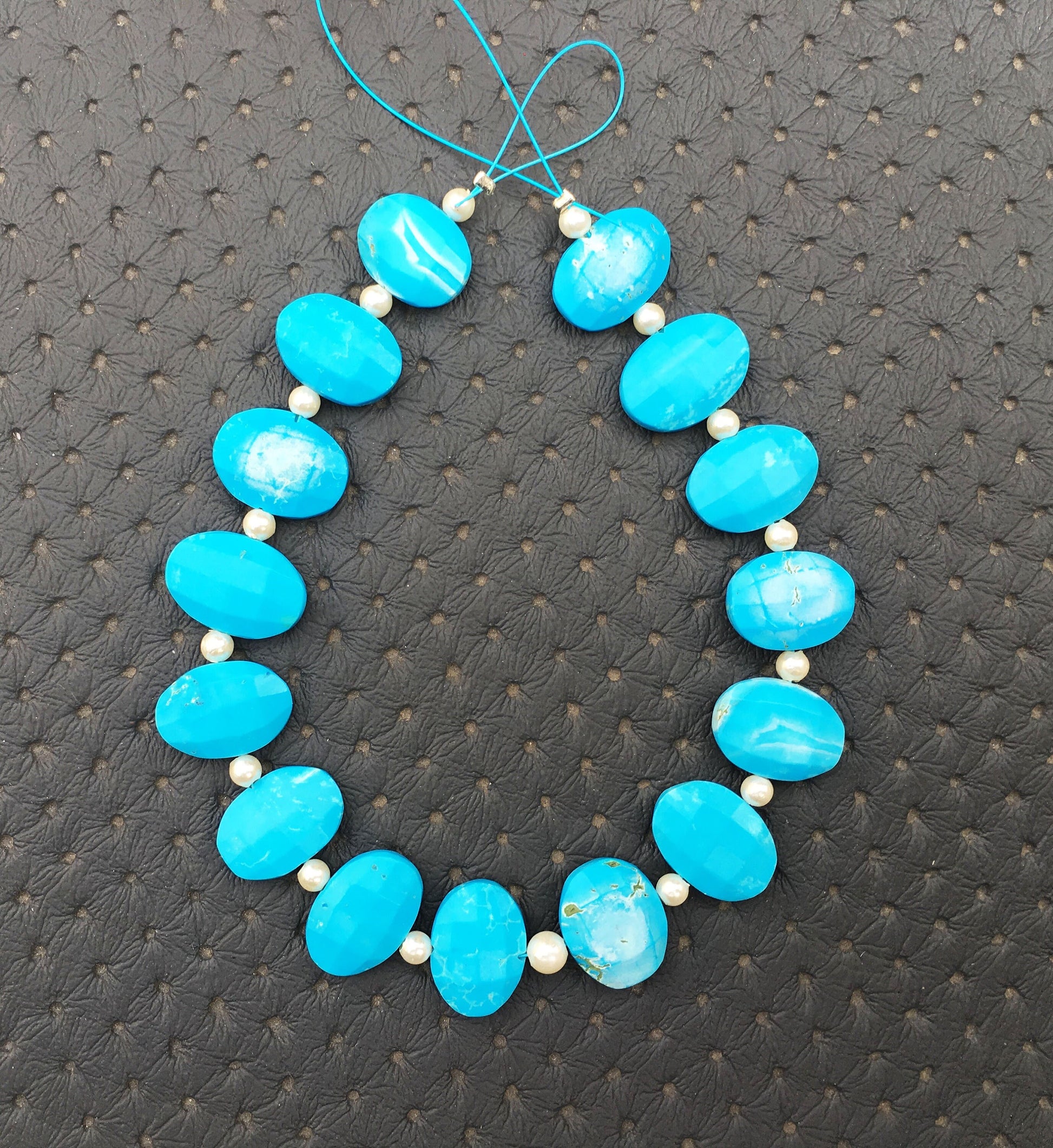 Attractive 15 Pieces Natural Turquoise Gemstone, Size 8x12-9x13 MM Faceted Oval Shape Blue Briolette Beads, Making Jewelry Wholesale Price