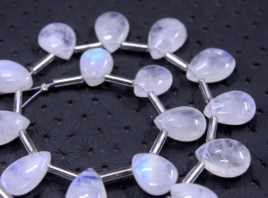 Awesome Quality 1 Strand Natural Rainbow Moonstone 21 Piece Blue Fire Smooth Pear Shape Gemstone Size 7x10-9x13 MM Making Jewelry Wholesale