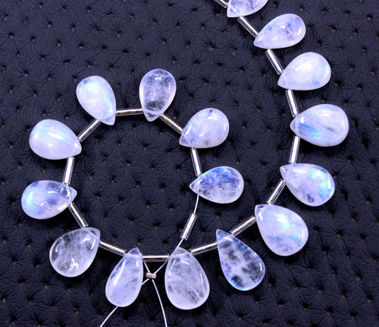 18 Pieces Top Quality Rainbow Moonstone Smooth Pear Shape Beads,Blue Flashy Gemstone,Size 8x13-10x16 MM Making Jewelry Wholesale Price