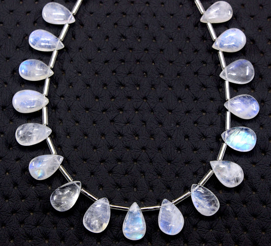 Awesome Quality 21 Pieces Natural Blue Fire Rainbow Moonstone Size 7x11-10x12 MM Smooth Pear Shape Beads,Making Jewelry Wholesale Price