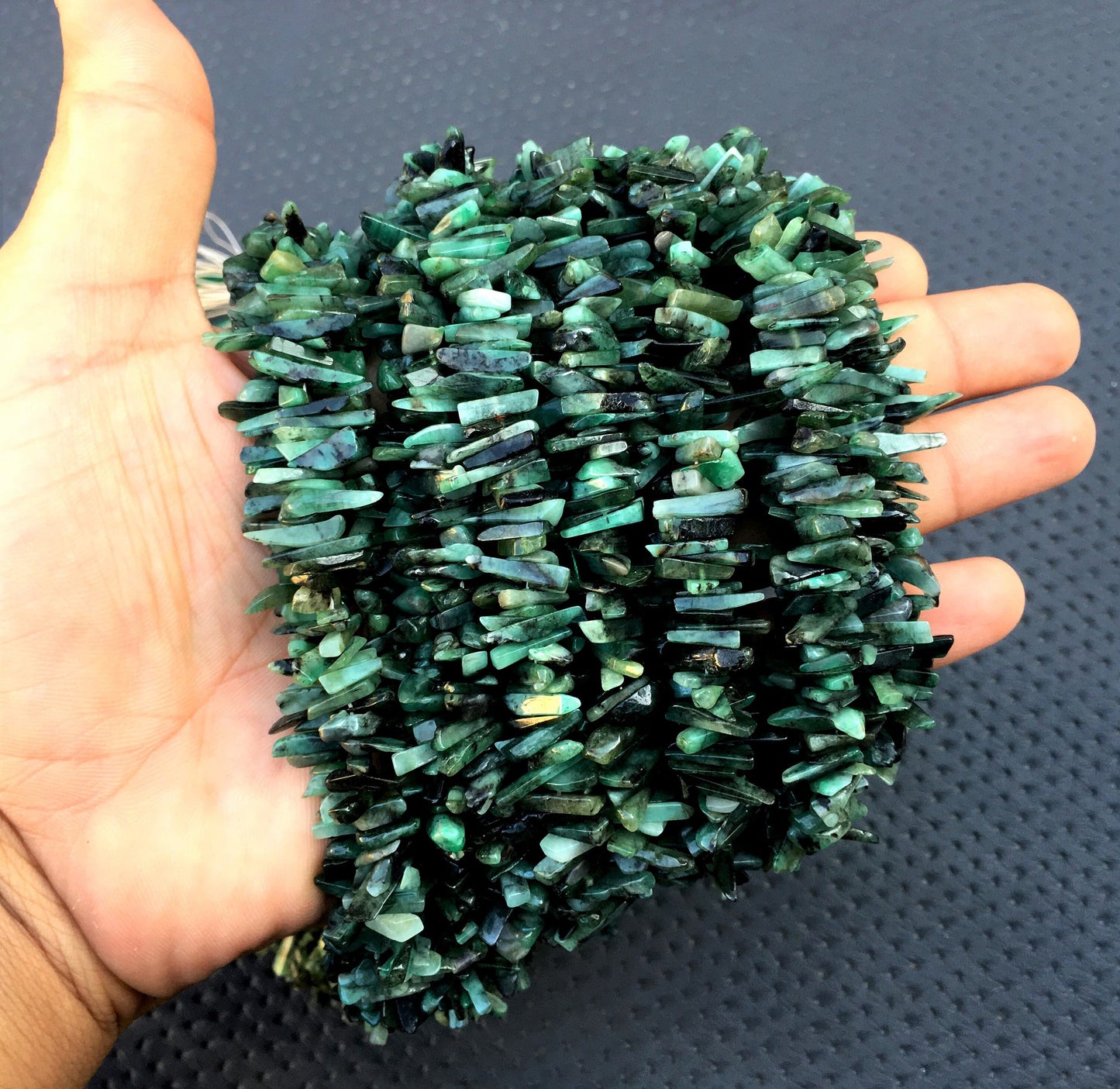 Natural Green Emerald Gemstone,Smooth Uncut Chips,16 Inch Long Strand May Birthstone Chips,Size 10-13 MM Emerald Chips,Making Jewelry