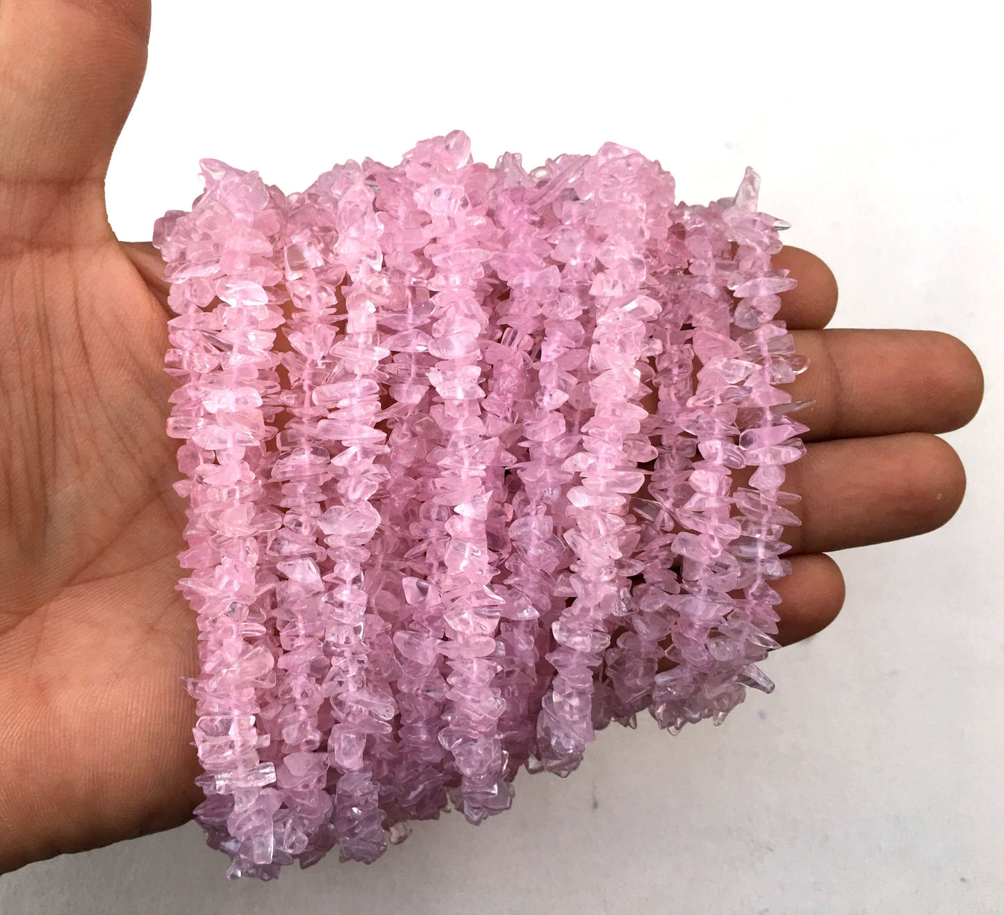 16 Inch Long Strand Natural Rose Quartz Gemstone,Smooth Pink Uncut Chips,Size 5-7 MM Rose Quartz Chip,Uncut Chips,Rose Quartz Irregular Chip