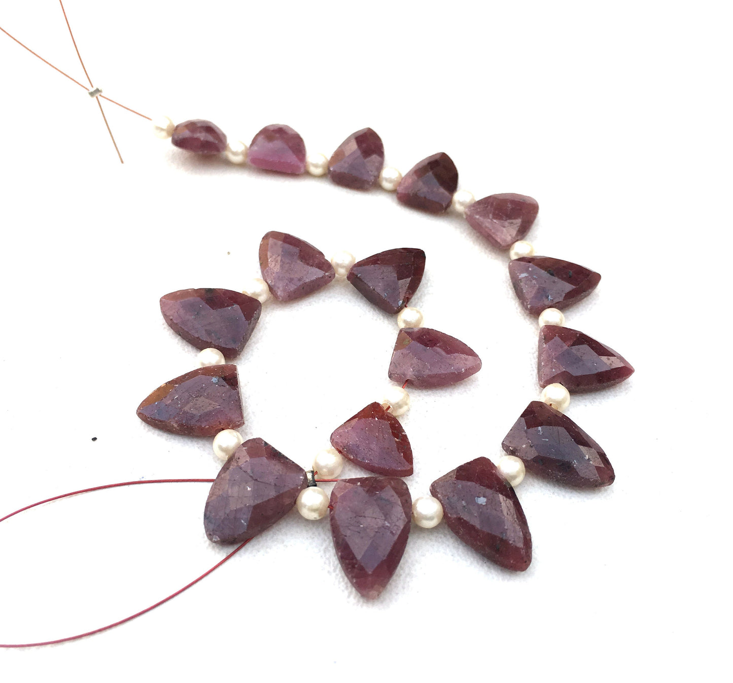 Coordinate Gemstone Faceted Half Marquise Shape Beads,Natural Ruby Gemstone,17 Piece Ruby Size 8x11-10x14 MM Beads July Birthstone Wholesale