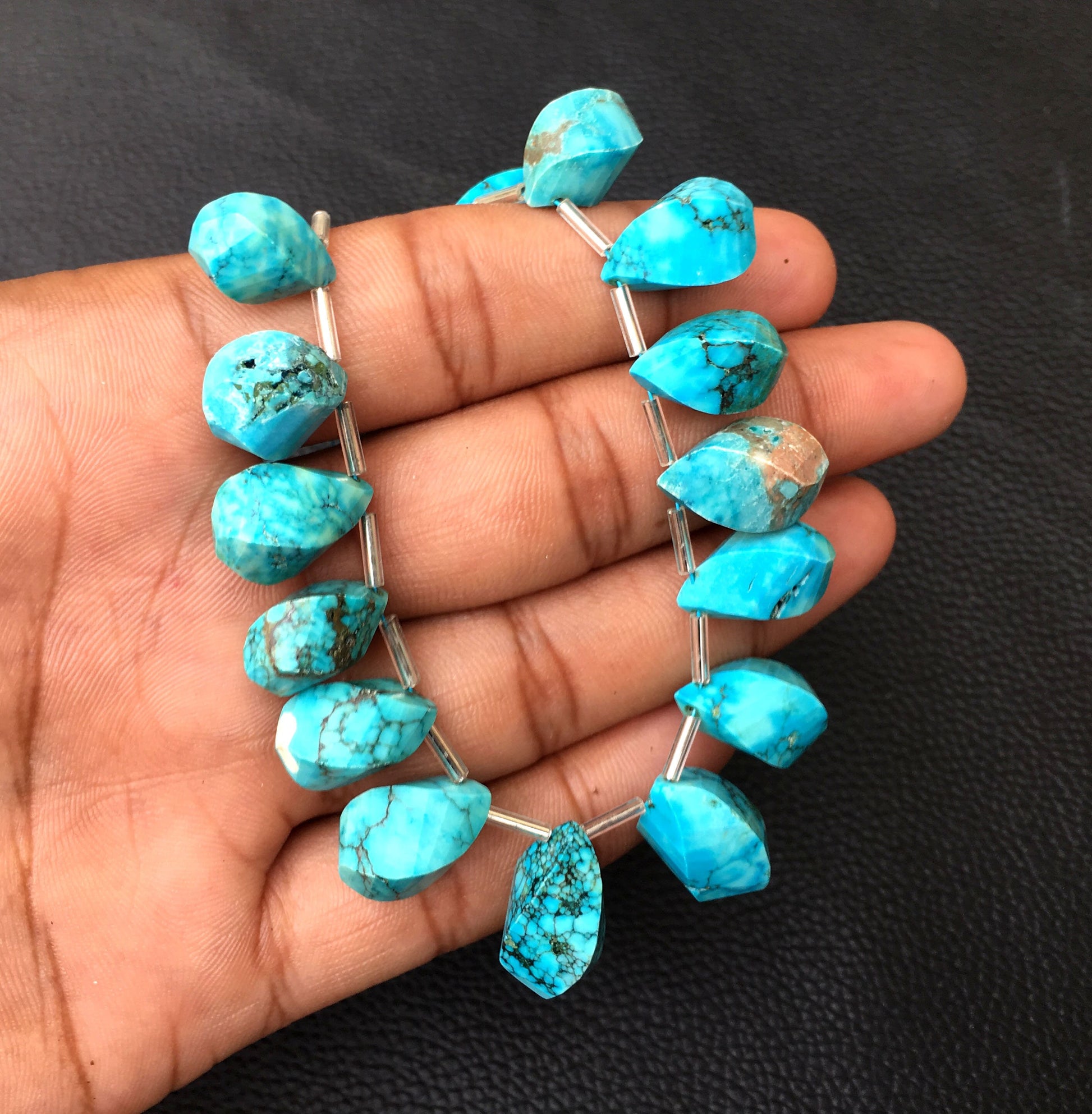 Unique 21 Pieces Twisted Teardrop Shape Beads,1 Strand Turquoise Gemstone Size 7x14-10x19 MM Briolette Beads,December Birthstone Gems