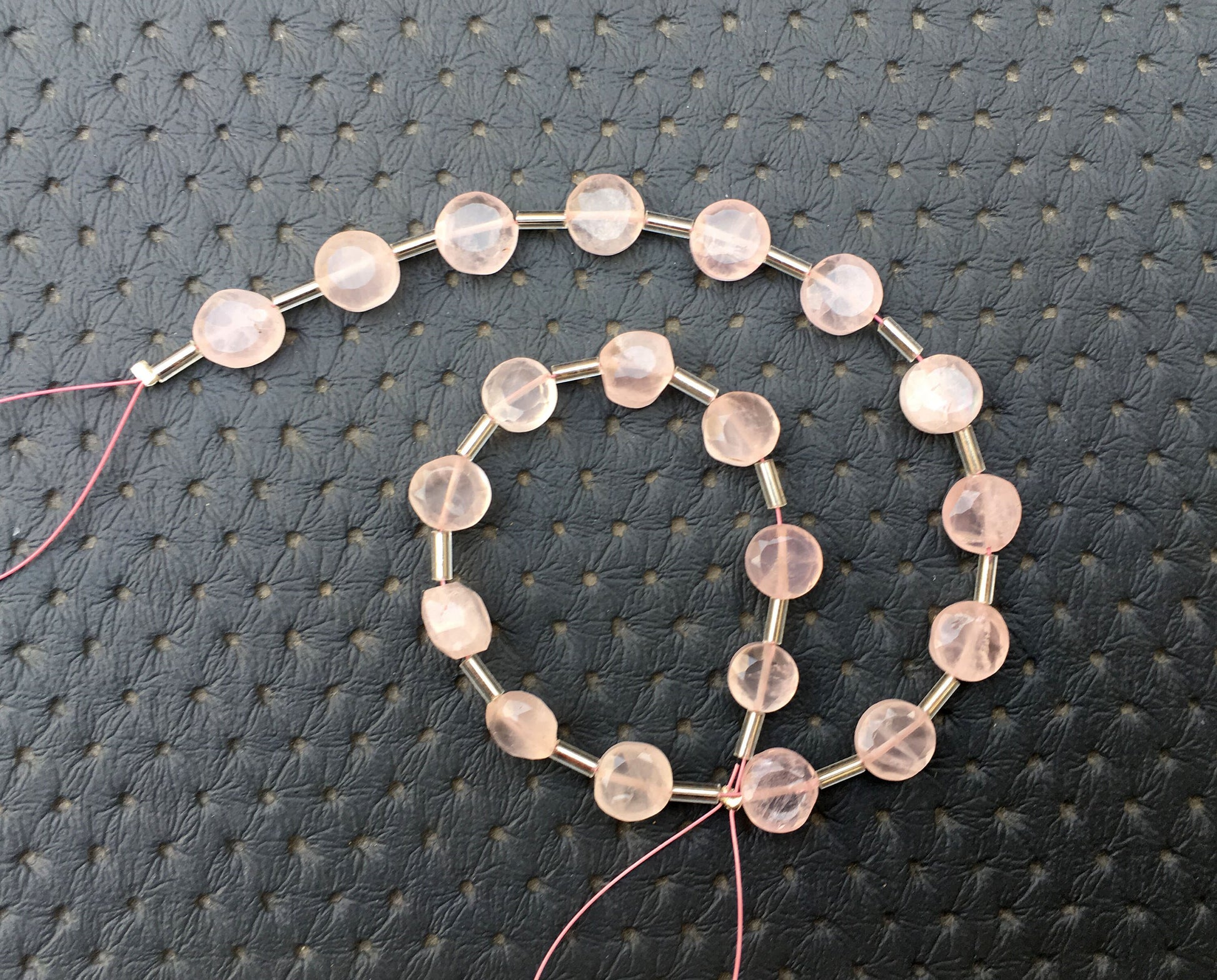 TOP QUALITY 1 Strand Natural Rose Quartz Gemstone,20 Pieces Faceted Coin Shape Beads,Size 6-7 MM Pink Coin Briolette Beads Making jewelry