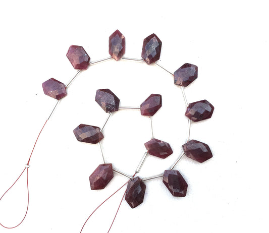 Unique 14 Pieces Natural Red Ruby Gemstone, Faceted Fancy Shape Beads, Size 9x15-11x17 MM Genuine Ruby Fancy Beads Making Jewelry Wholesale