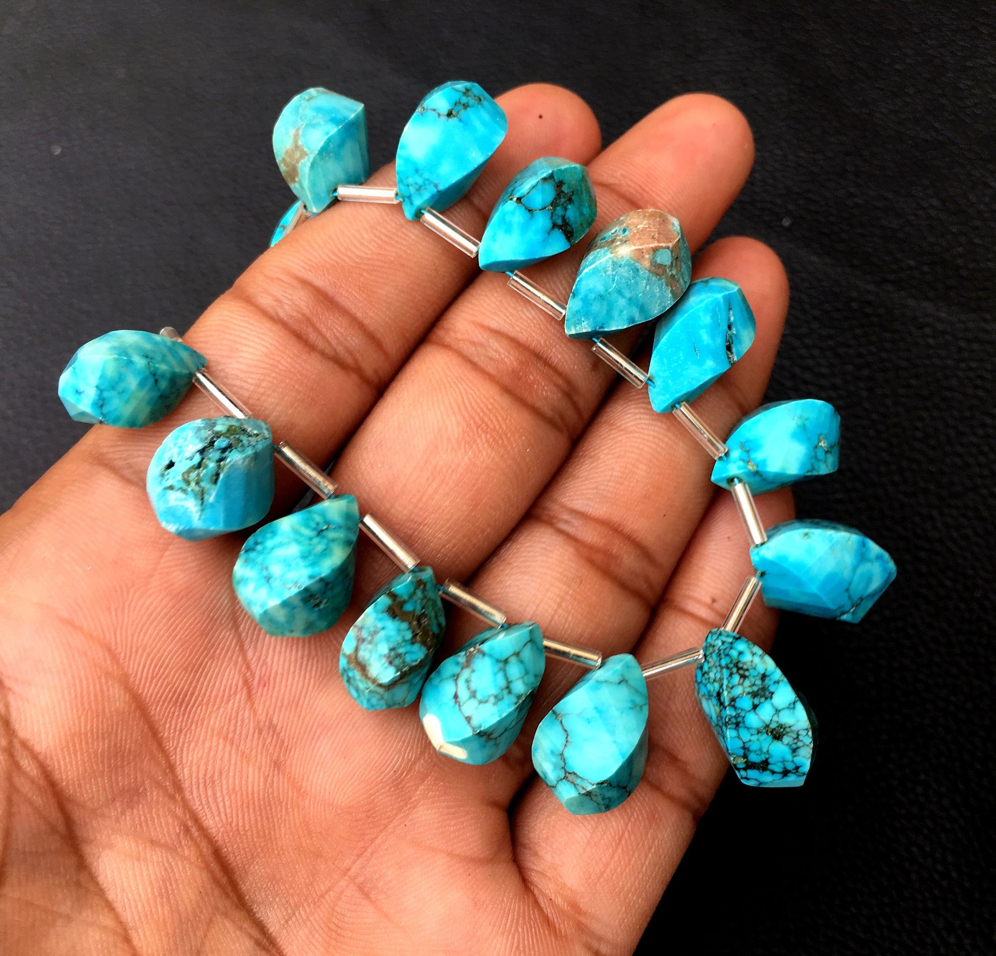 Unique 21 Pieces Twisted Teardrop Shape Beads,1 Strand Turquoise Gemstone Size 7x14-10x19 MM Briolette Beads,December Birthstone Gems