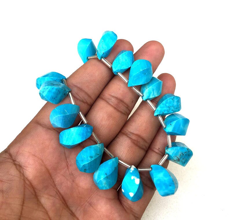 Spectacular Gemstone 20 Pieces Turquoise Gemstone,Twisted Teardrop Shape Beads Size 9x17-11x19 MM Briolette December Birthstone