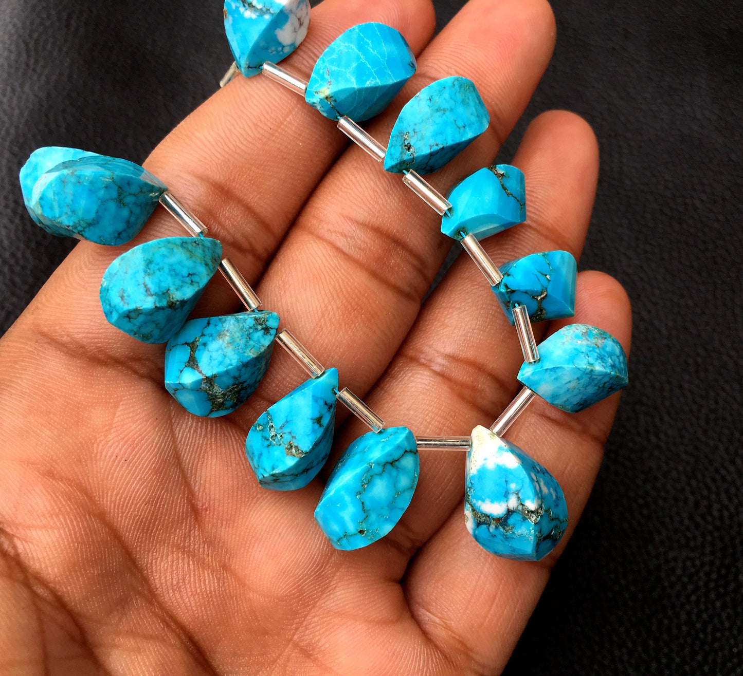 Simply Stunning Gemstone 21 Pieces Turquoise Gemstone,Twisted Teardrop Shape Beads Size 8x14-10x19 MM Briolette December Birthstone