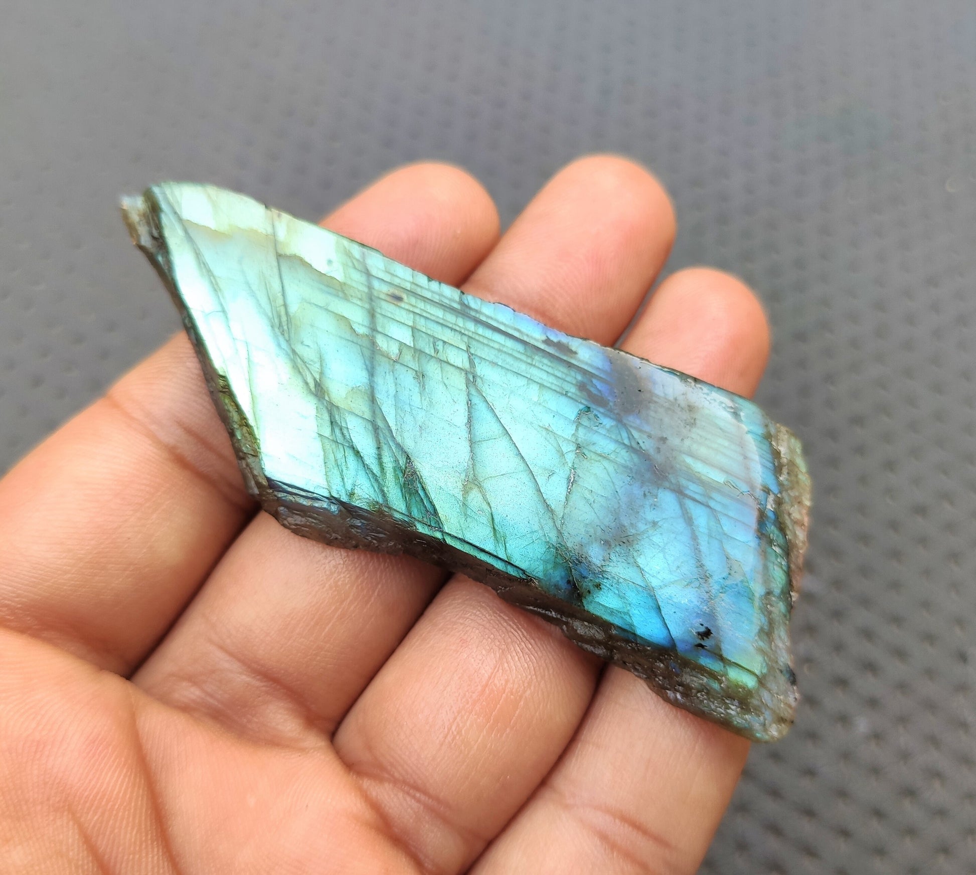 Polished Labradorite Slab,Natural Labradorite Specimen Raw,Free Form Iridescent Labradorite Slice,Size 27x85 MM Raw Making Jewelry Wholesale