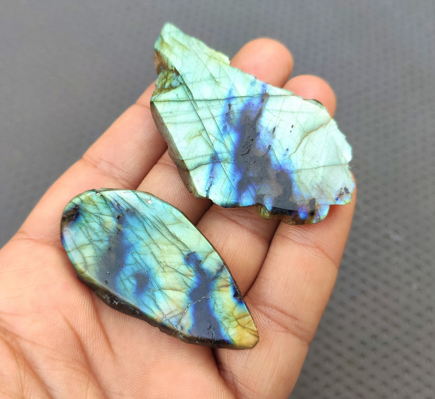 Unique 2 Pieces Polished Rough,Natural Labradorite Gemstone,Size 28x57-35x68 MM Flashy Labradorite Specimen, Making Jewelry Labradorite Raw