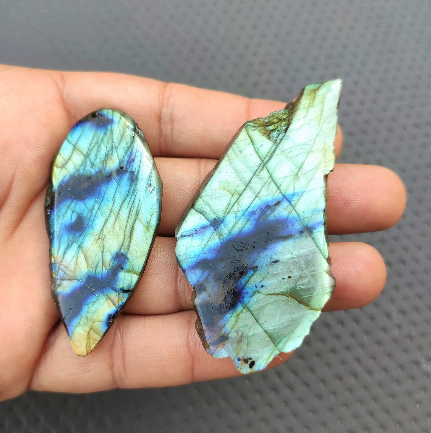 Unique 2 Pieces Polished Rough,Natural Labradorite Gemstone,Size 28x57-35x68 MM Flashy Labradorite Specimen, Making Jewelry Labradorite Raw