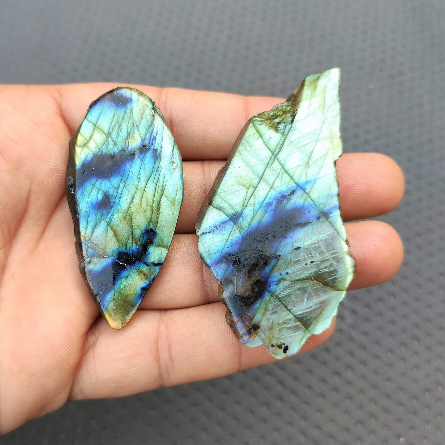 Unique 2 Pieces Polished Rough,Natural Labradorite Gemstone,Size 28x57-35x68 MM Flashy Labradorite Specimen, Making Jewelry Labradorite Raw