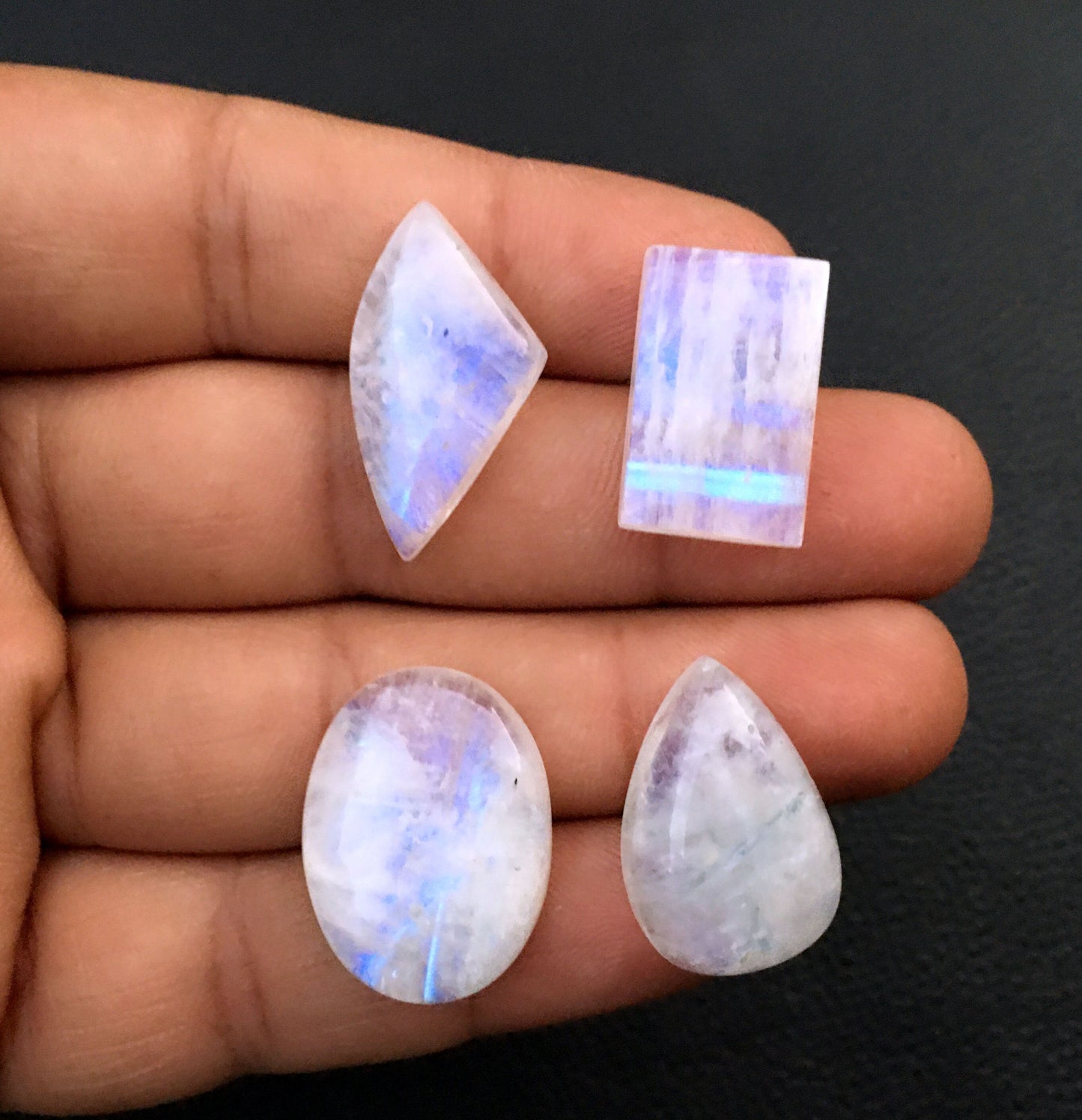 Beautiful Loose Gemstone Cabochons,Natural Rainbow Moonstone Gemstone,Multi Shape Smooth Cabochons, Blue Fire Smooth Moonstone Cabochons