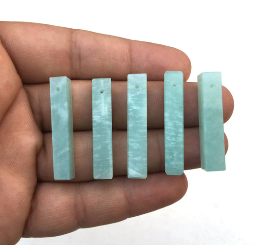 5 Pieces Natural Amazonite Gemstone,Side Drilled Pencil shape Amazonite Briolette Beads, Size 5x32-6x34 MM Making Genuine Amazonite Pendant