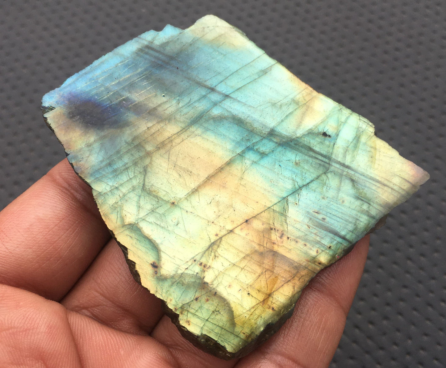 Natural Labradorite Gemstone,Blue Fire Polished Specimen Rough,Fire Labradorite,Super Quality Size 77x81 MM Labradorite Specimen Slab Raw