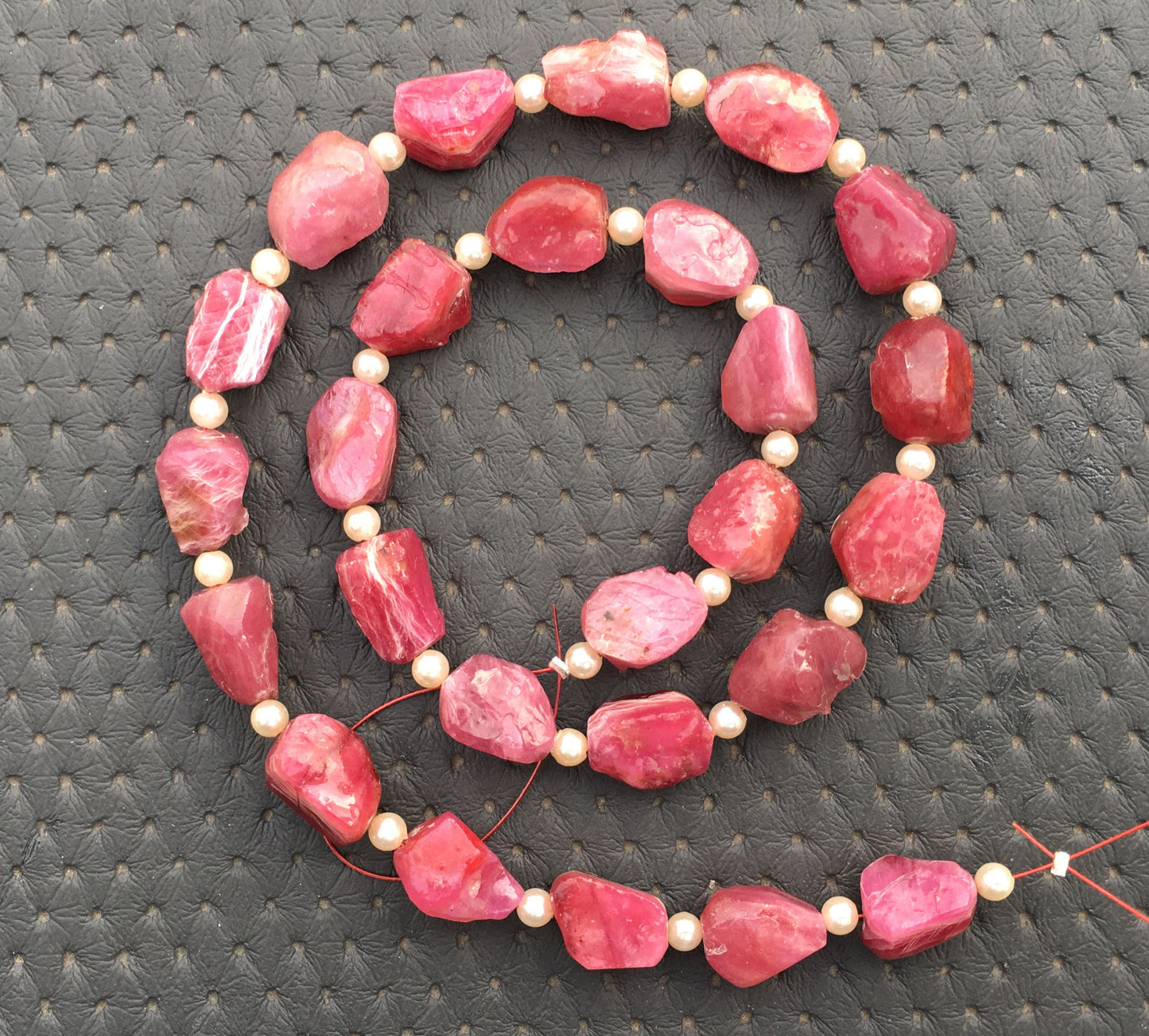 26 Pieces Uneven Shape Red Ruby Gemstone Rough, Glass Filed Ruby Raw, 1 Strand Top Drilled Rough Size 9x12-10x14 MM Ruby Raw July Birthstone