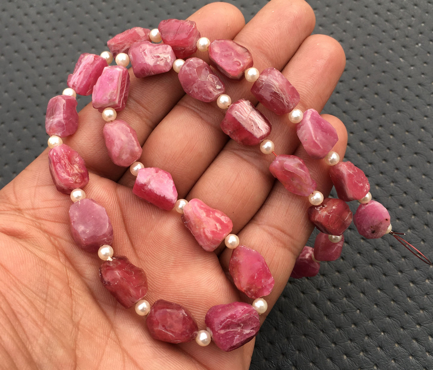 26 Pieces Uneven Shape Red Ruby Gemstone Rough, Glass Filed Ruby Raw, 1 Strand Top Drilled Rough Size 9x12-10x14 MM Ruby Raw July Birthstone