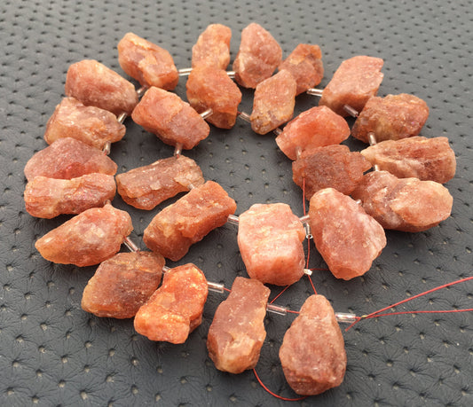 Orange Gemstone Unpolished Raw,Natural Sunstone Rough Uneven Shape, 26 Pieces Raw Size 10x20-16x36 MM Approx Big Size Sunstone Rough Gems