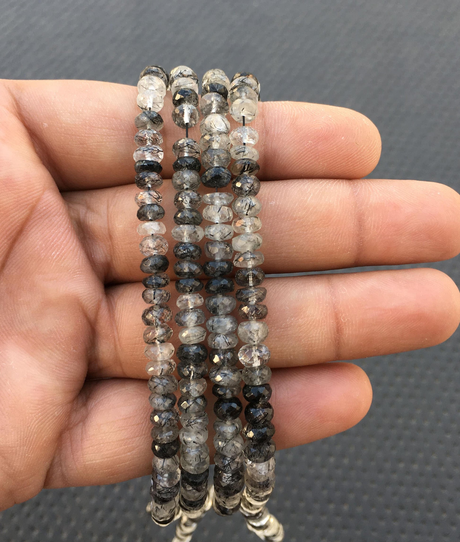 13 Inch Long Strand Amazing Quality Natural Black Rutile Gemstone, Rutilated quartz Size 5-6 MM Faceted Rondelle Beads,Black Rutile Rondelle