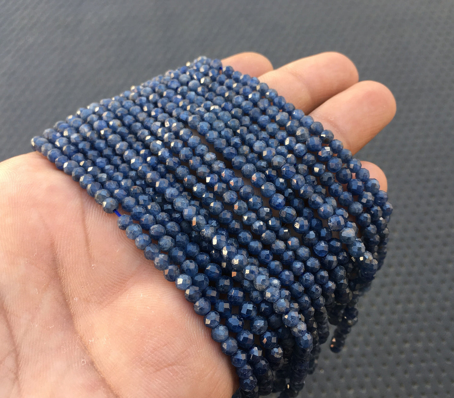 13" Blue Sapphire Beads,Micro Faceted Rondelle Beads,Size 3-4 MM Sapphire Gemstone,Birthstone, Faceted Rondelle Beads,Micro Faceted Beads