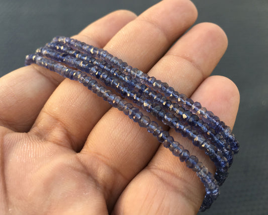 Wonderful Quality Natural Blue Iolite Gemstone,Size 3.5 MM Faceted Rondelle Iolite Beads,13"Long Strand Blue Iolite Beads,Blue Rondelle bead