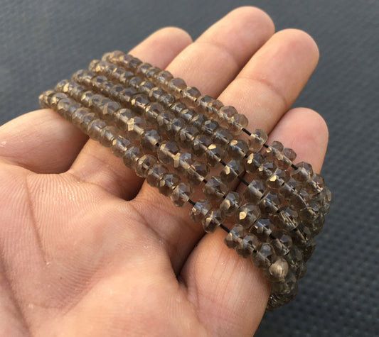 13 Inch Long Brown Faceted Rondelle Smoky Beads,Size 5.5 MM Making Smoky Jewelry Genuine Rondelle Beads,Natural Smoky quartz Gemstone Beads