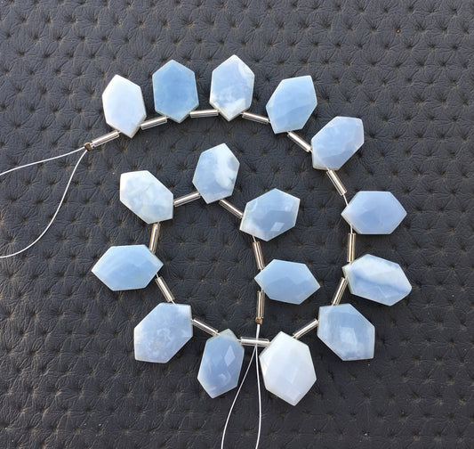 Wonderful Collection 1 Strand Super quality Natural Blue Opal Gemstone,16 Pieces Faceted Fancy Shape Size 10x17-13x19 MM Briolette Beads