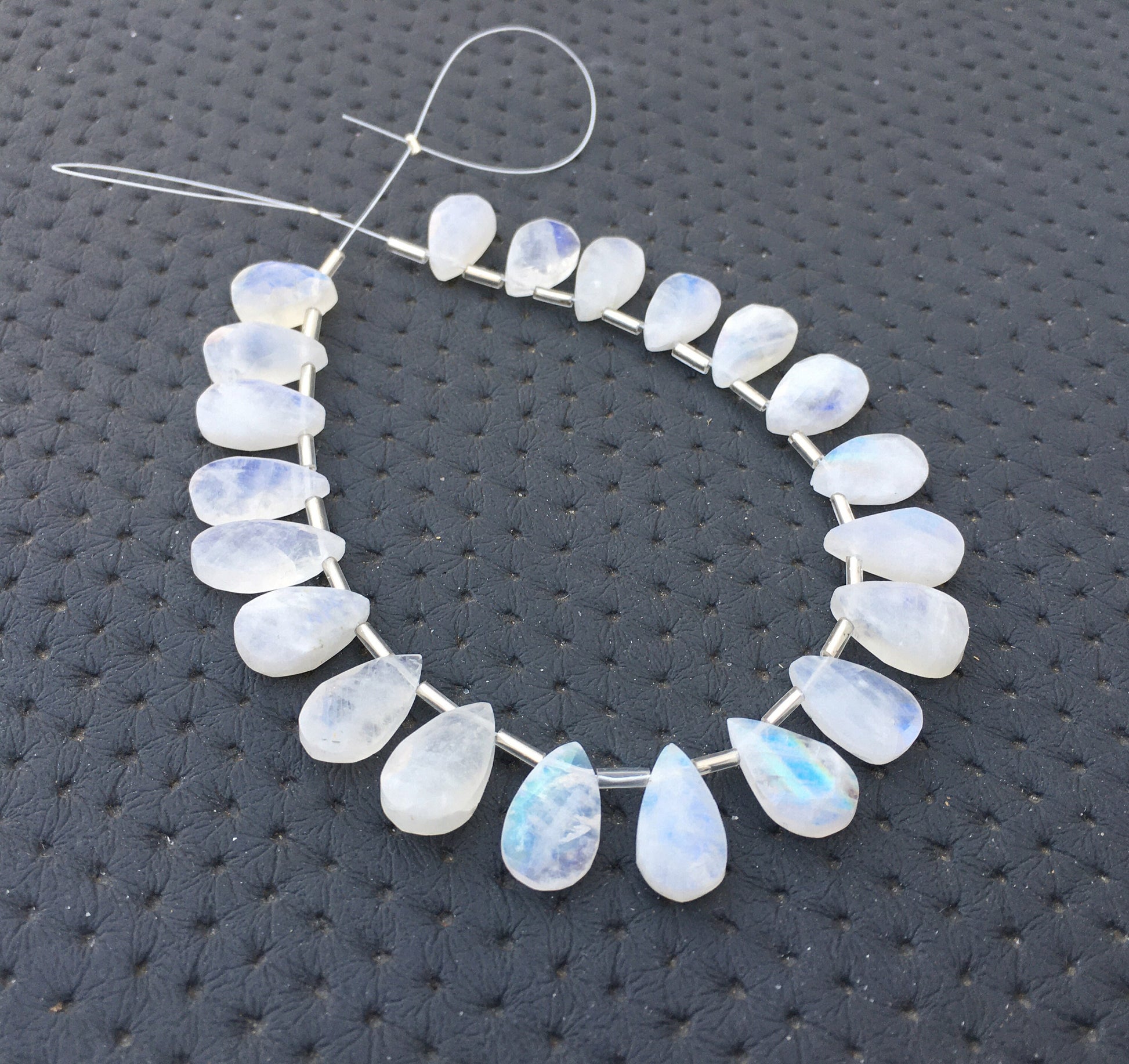 Natural Marvelous Rainbow Moonstone,21 Piece Faceted Pear Shape Blue Flashy Beads,Size 8x12-9x15 MM Briolette Beads Making Jewelry Wholesale