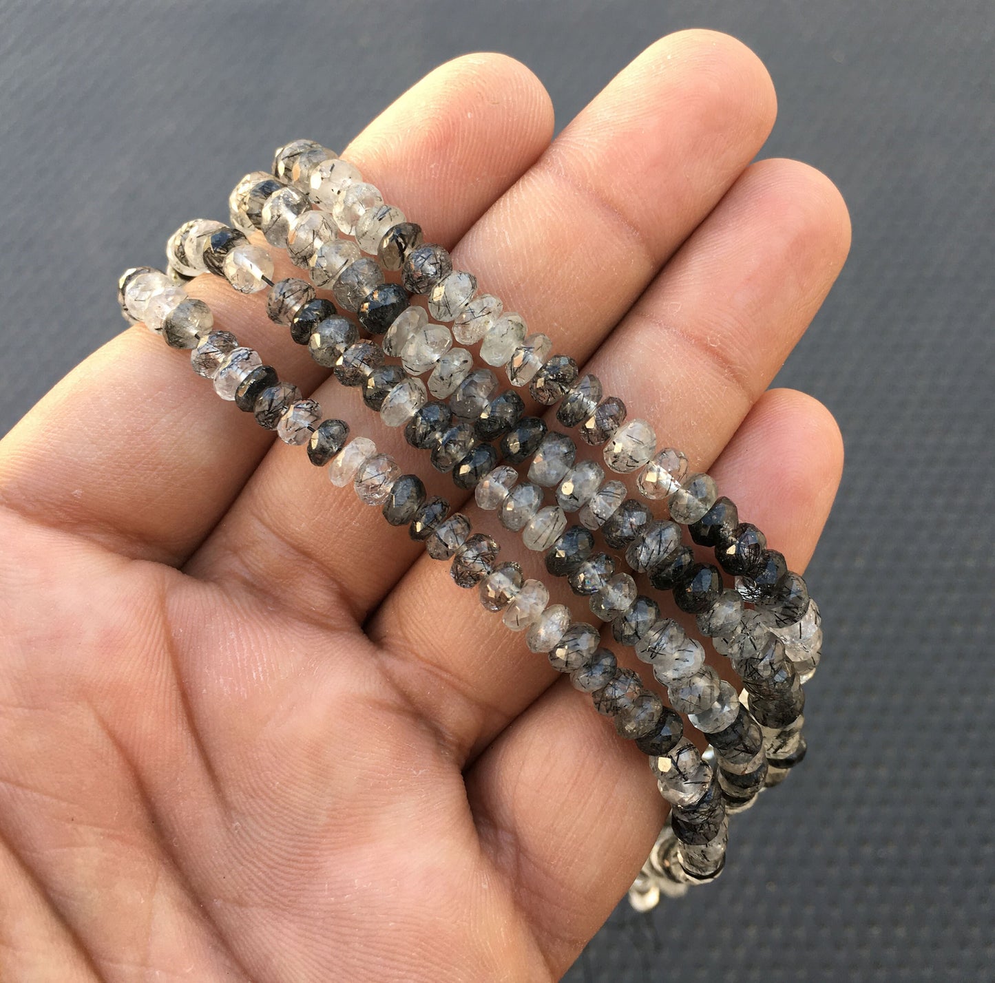 13 Inch Long Strand Amazing Quality Natural Black Rutile Gemstone, Rutilated quartz Size 5-6 MM Faceted Rondelle Beads,Black Rutile Rondelle