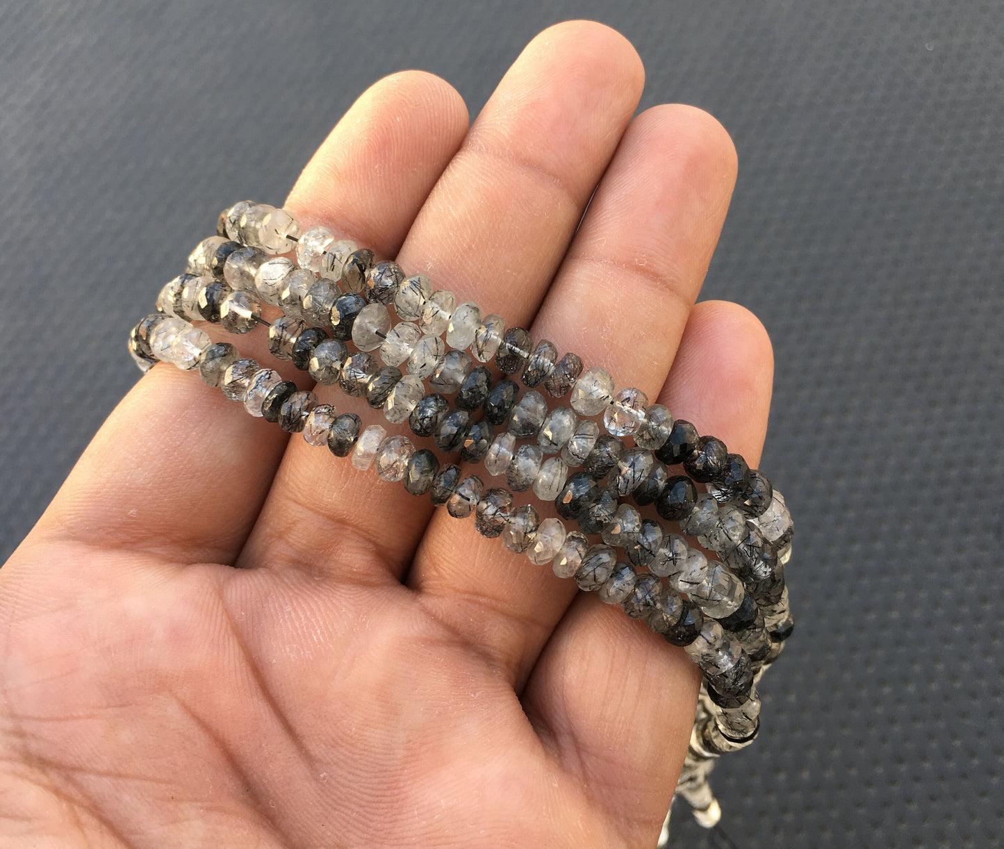 13 Inch Long Strand Amazing Quality Natural Black Rutile Gemstone, Rutilated quartz Size 5-6 MM Faceted Rondelle Beads,Black Rutile Rondelle