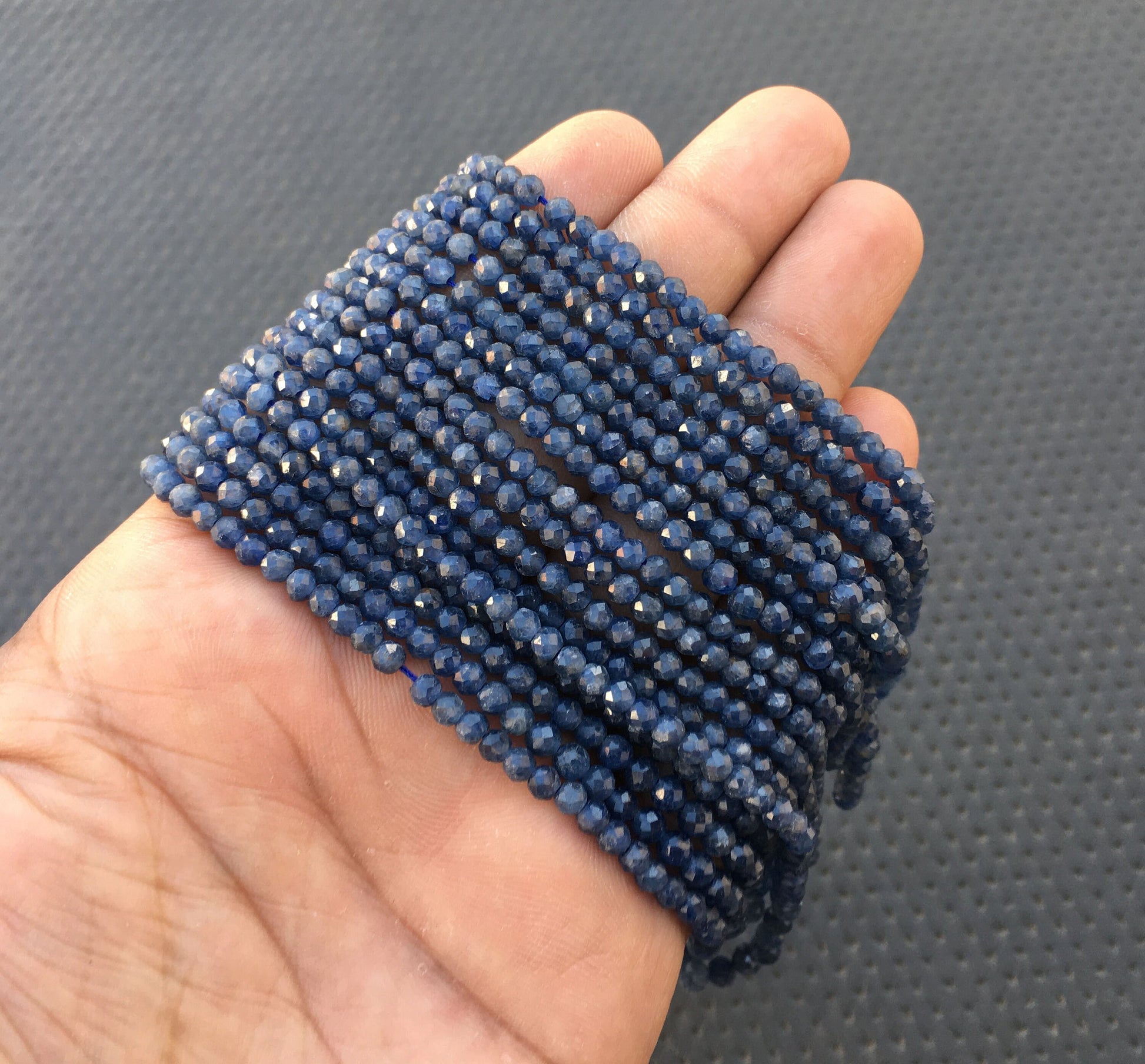 13" Blue Sapphire Beads,Micro Faceted Rondelle Beads,Size 3-4 MM Sapphire Gemstone,Birthstone, Faceted Rondelle Beads,Micro Faceted Beads