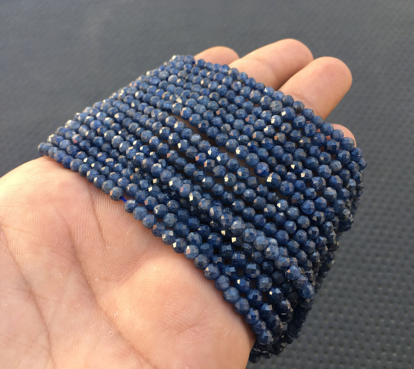 13" Blue Sapphire Beads,Micro Faceted Rondelle Beads,Size 3-4 MM Sapphire Gemstone,Birthstone, Faceted Rondelle Beads,Micro Faceted Beads