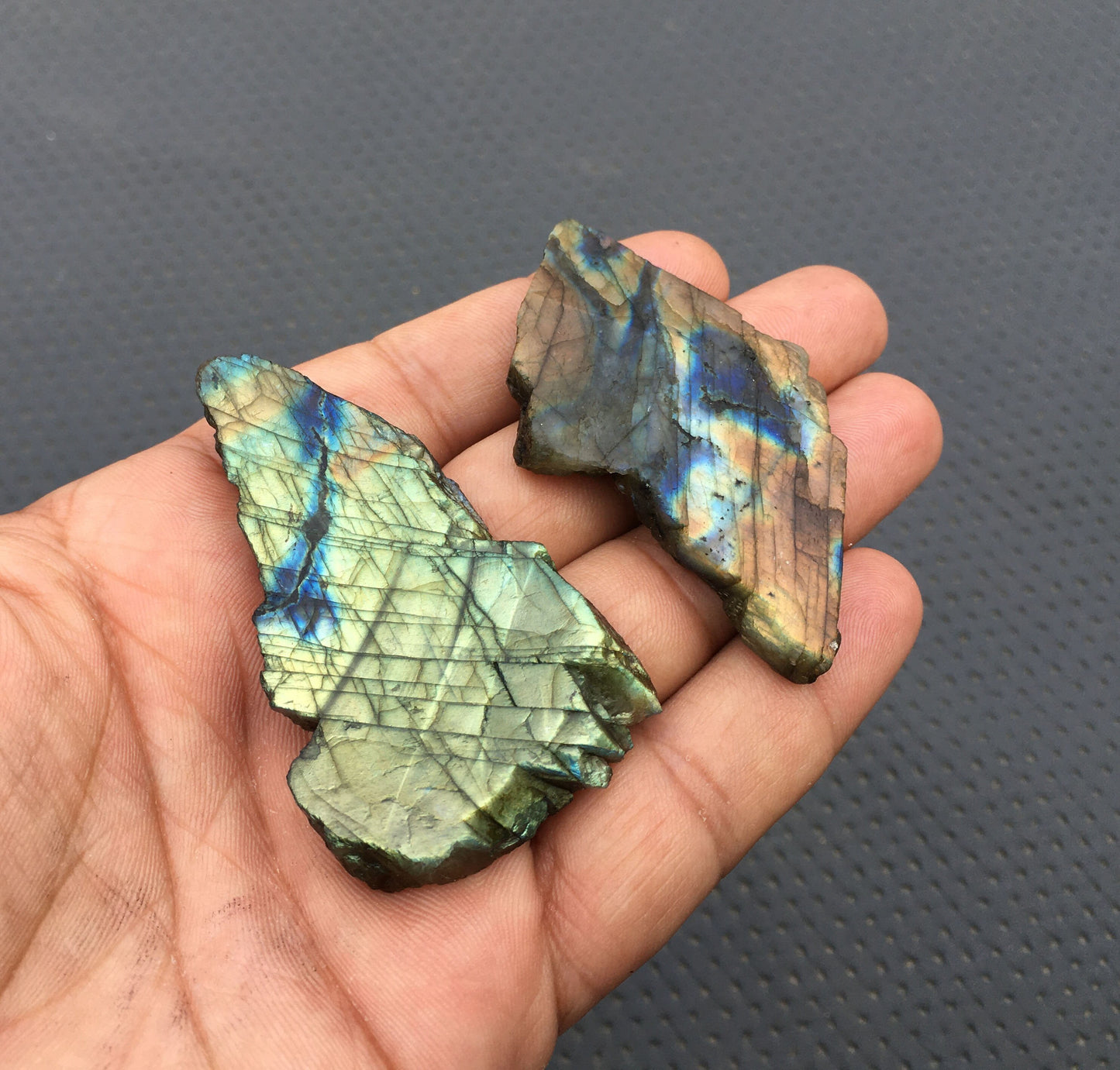 Magnificent Quality 2 Piece Natural Blue Fire Labradorite Raw Gemstone,Genuine Specimens Rough,Size 30x63-38x64 MM Labradorite Specimen Raw