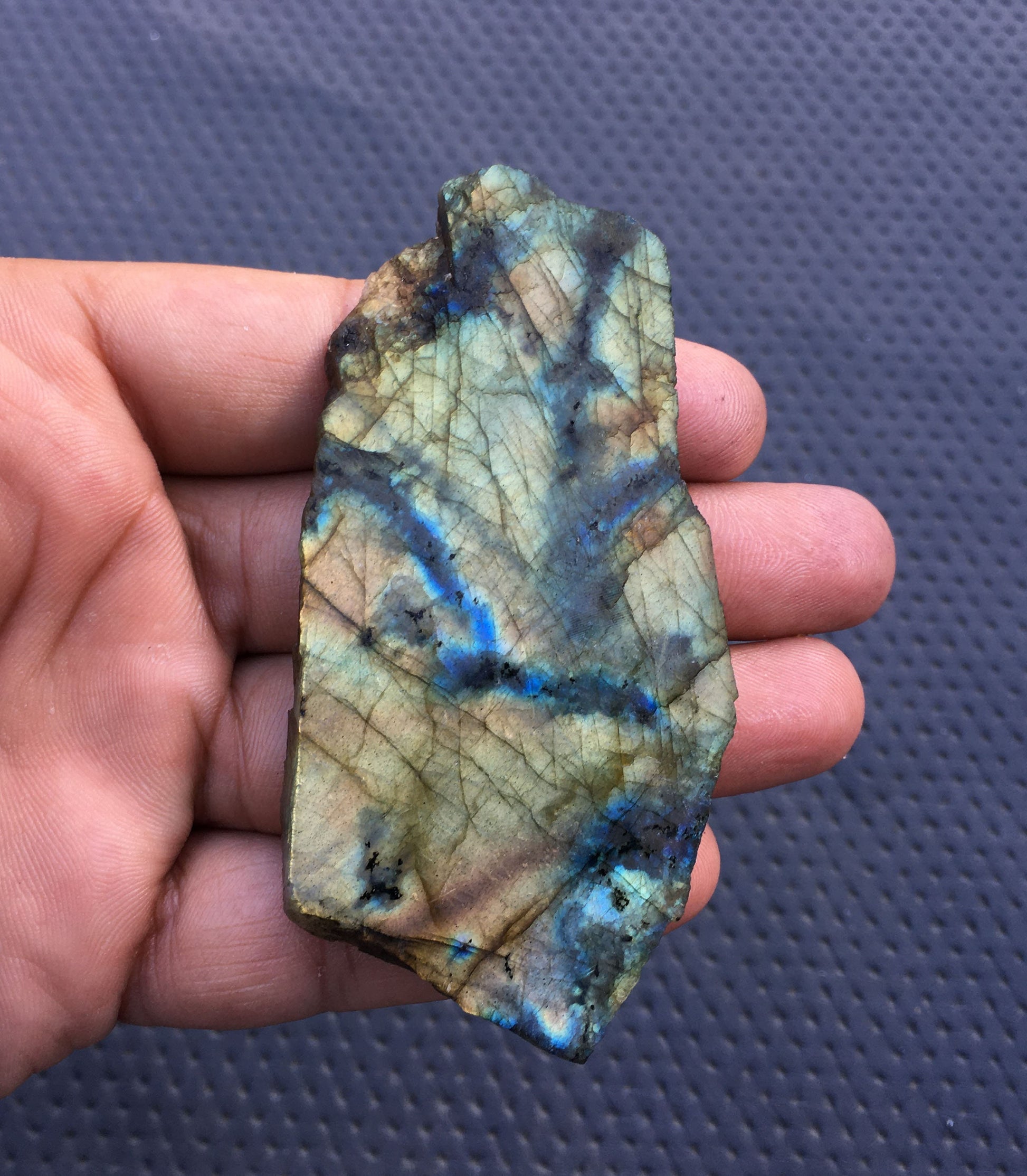 Blue Fire Labradorite Slice Specimen,Natural Labradorite Gemstone Slab,Size 42x89 MM Quality Labradorite Raw,Specimen Fire Labradorite Raw