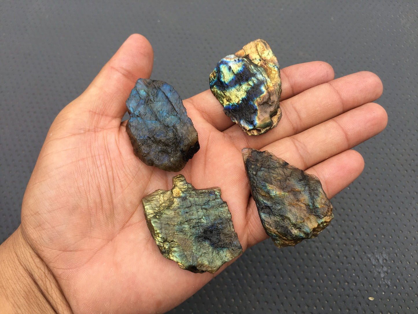 Genuine Quality 4 Pcs Natural Labradorite Gemstone,Unique Specimen Rough Size 19x42-34x54 MM,Blue Flash Making Jewelry Labradorite Specimen