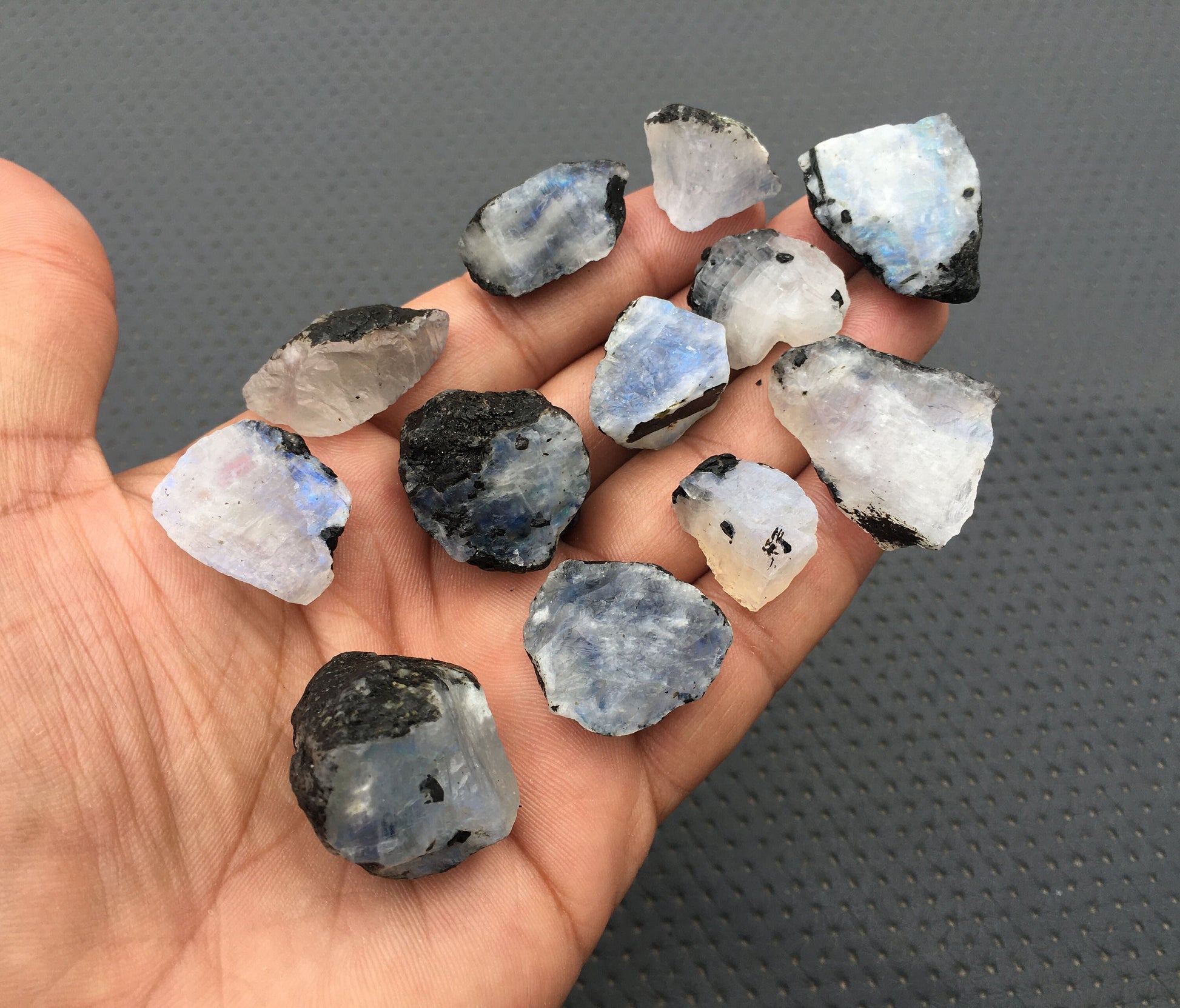 Extraordinary Beautiful Raw 12 Piece Natural Rainbow Moonstone,Specimen Rough,Size 13x15-27x30 MM Unpolished Rainbow Moonstone Antique Rough