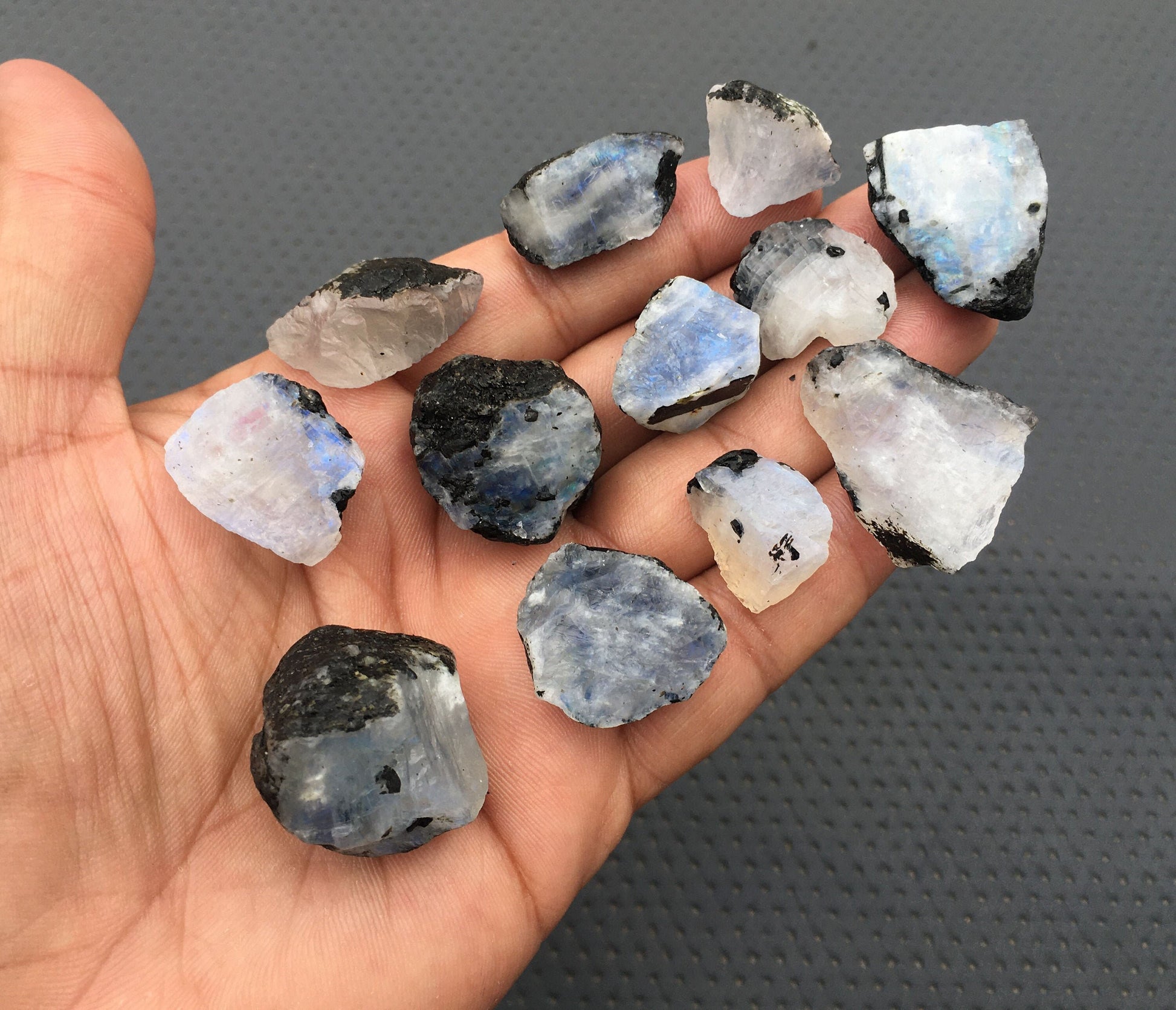 Extraordinary Beautiful Raw 12 Piece Natural Rainbow Moonstone,Specimen Rough,Size 13x15-27x30 MM Unpolished Rainbow Moonstone Antique Rough