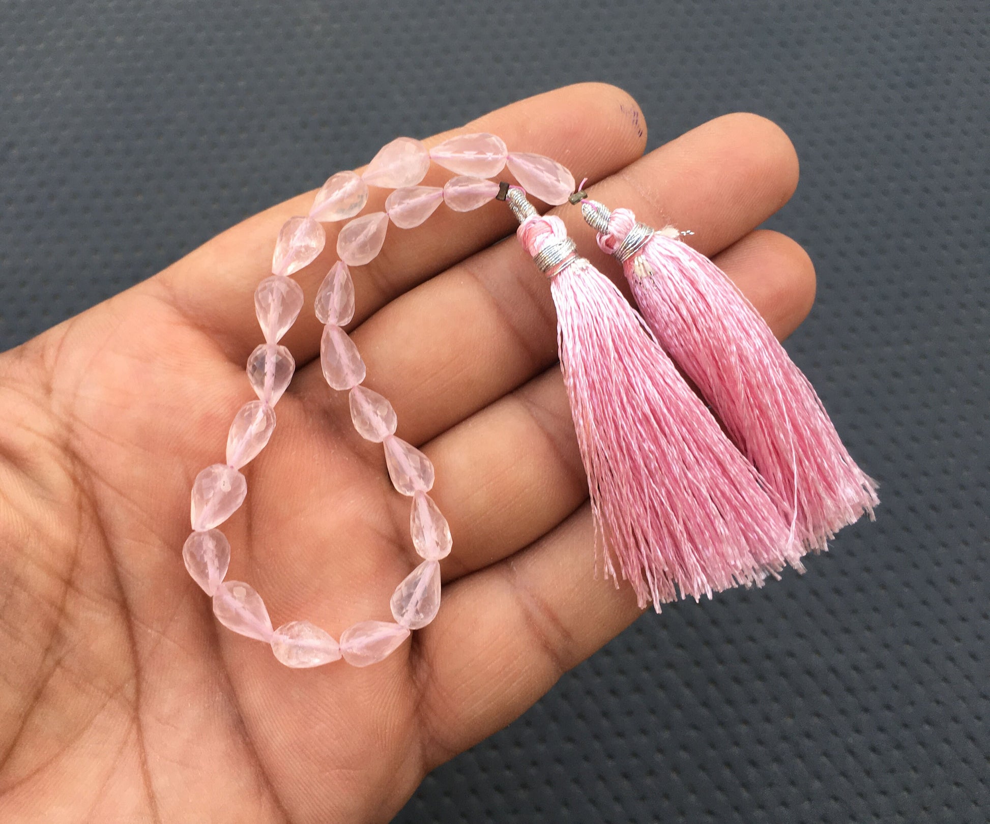 New Arrival AAA Quality Natural Rose Quartz Faceted Teardrop Shape Briolette Beads Top Drilled Quartz, Size 4x7-7x10 MM Tiny Rose Quartz