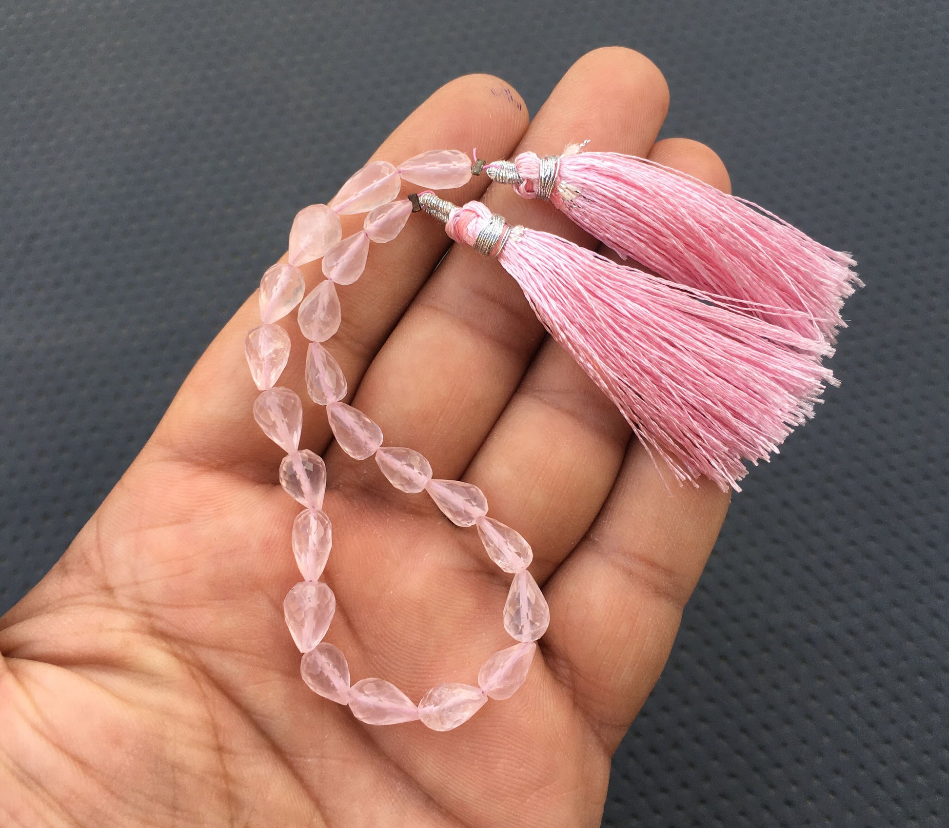 New Arrival AAA Quality Natural Rose Quartz Faceted Teardrop Shape Briolette Beads Top Drilled Quartz, Size 4x7-7x10 MM Tiny Rose Quartz