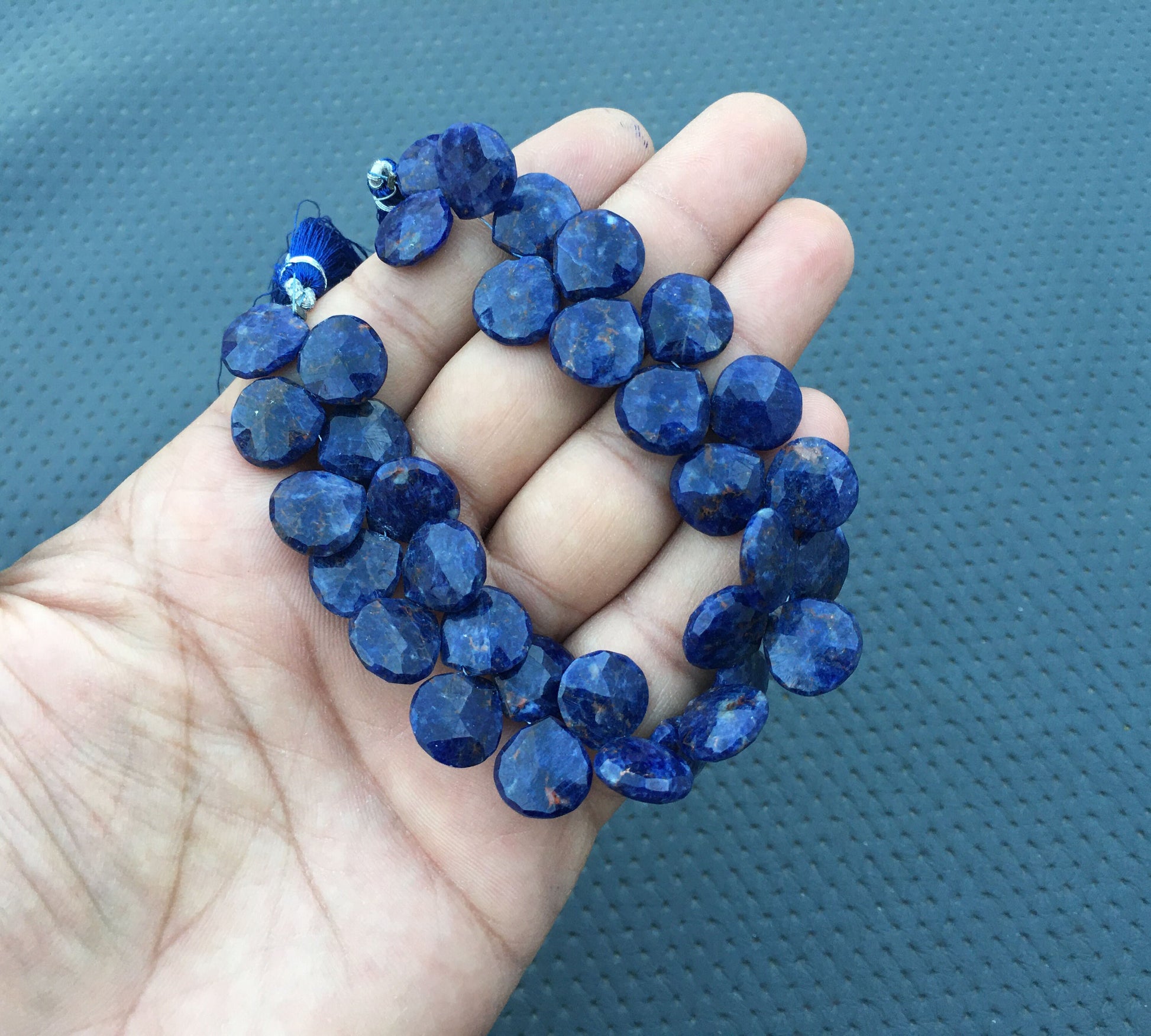 Amazing Beautiful 1 Strand Natural Sodalite Gemstone, 30 Pieces Faceted Heart Shape Briolette Beads, Size 12-13 MM Making Jewelry Blue Stone