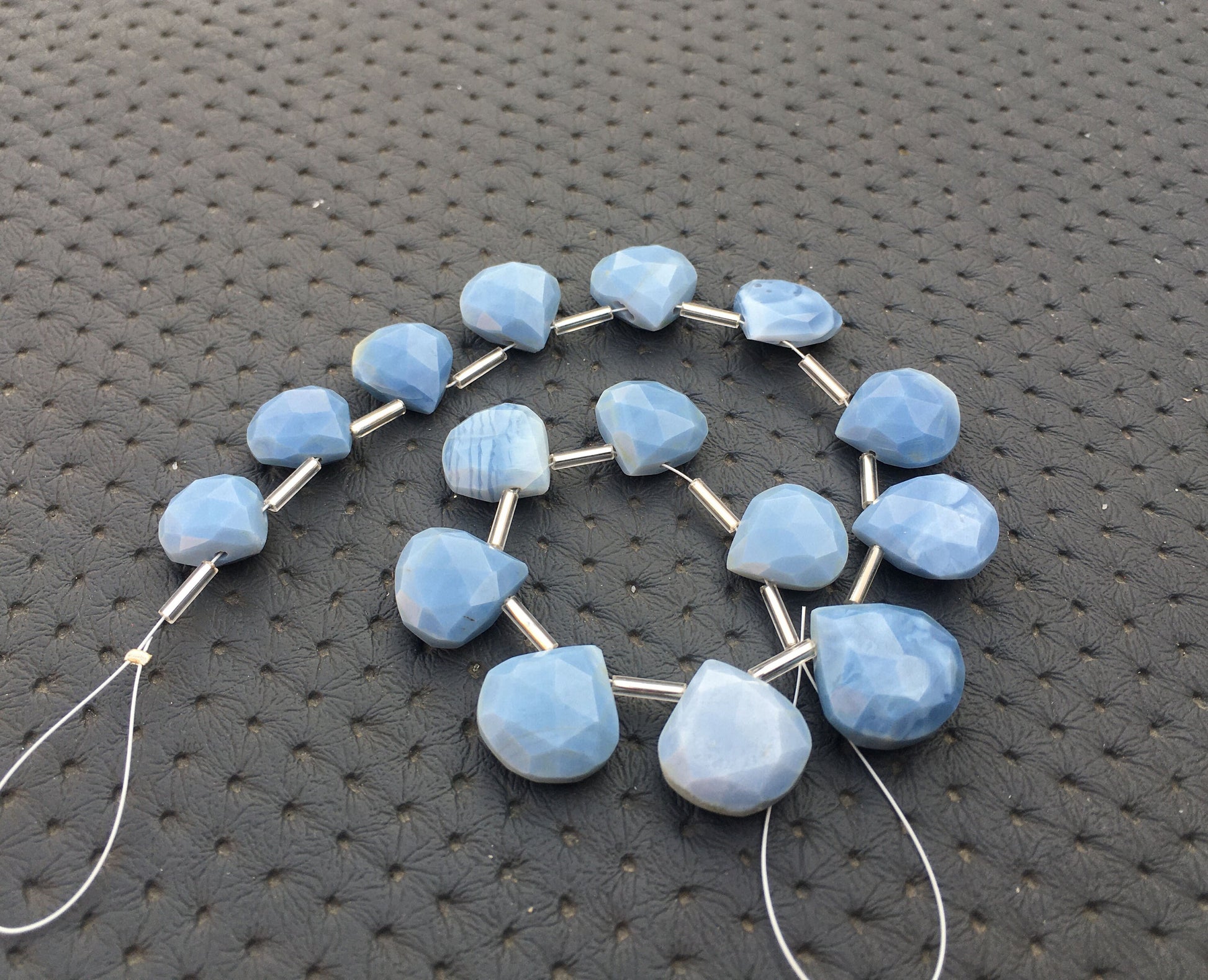 Trending Offer Natural Blue Opal Gemstone,15 Pieces Faceted Heart Shape Beads,Size 11-16 MM October Birthday Gift Opal Heart Briolette Beads