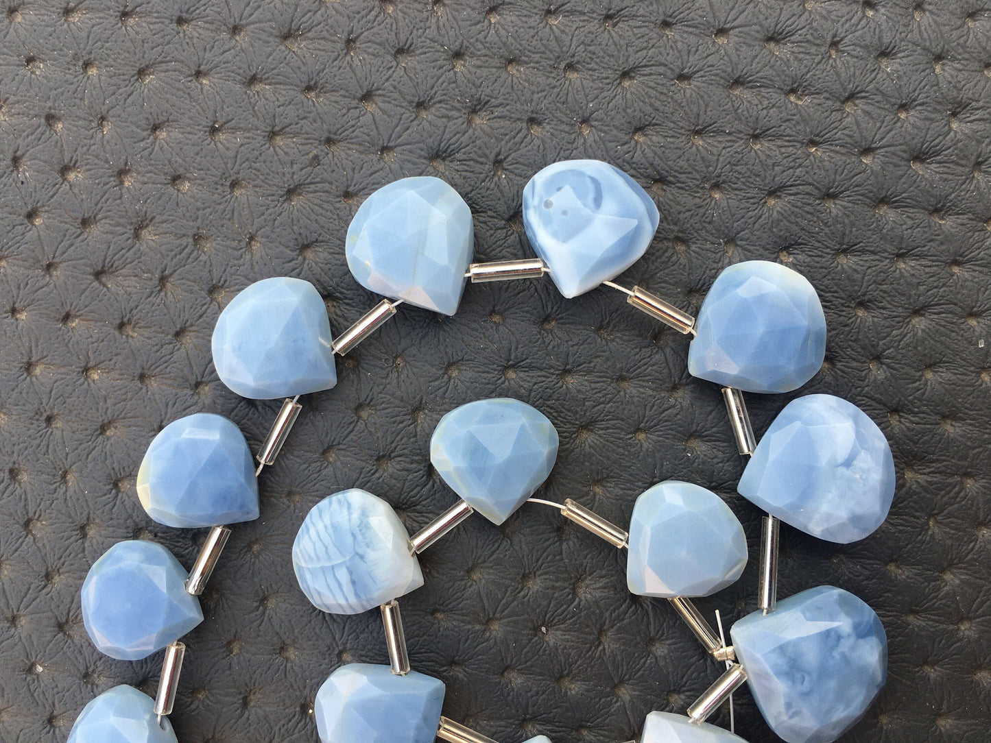 Trending Offer Natural Blue Opal Gemstone,15 Pieces Faceted Heart Shape Beads,Size 11-16 MM October Birthday Gift Opal Heart Briolette Beads