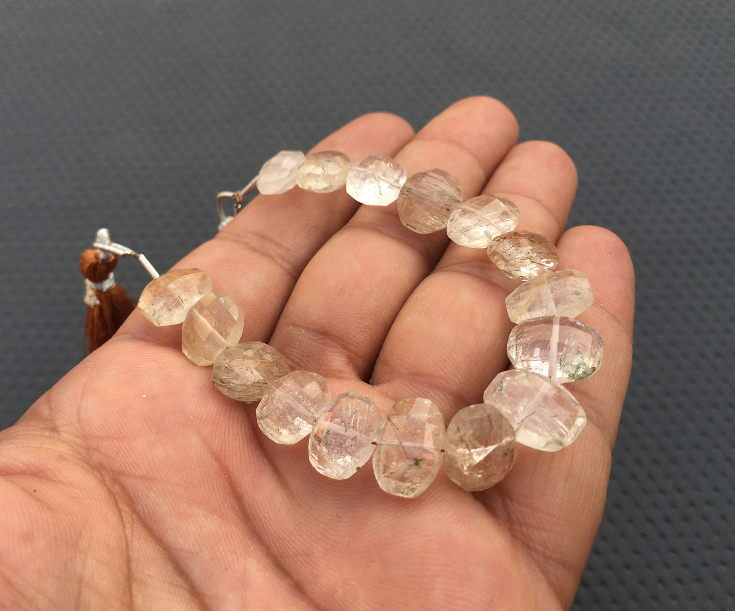 New Year Offer 16 Pieces Natural Multi Rutile quartz Gemstone, Size 8x11-11x13 MM Faceted Oval Shape Rutile Hair Quartz Briolette Beads