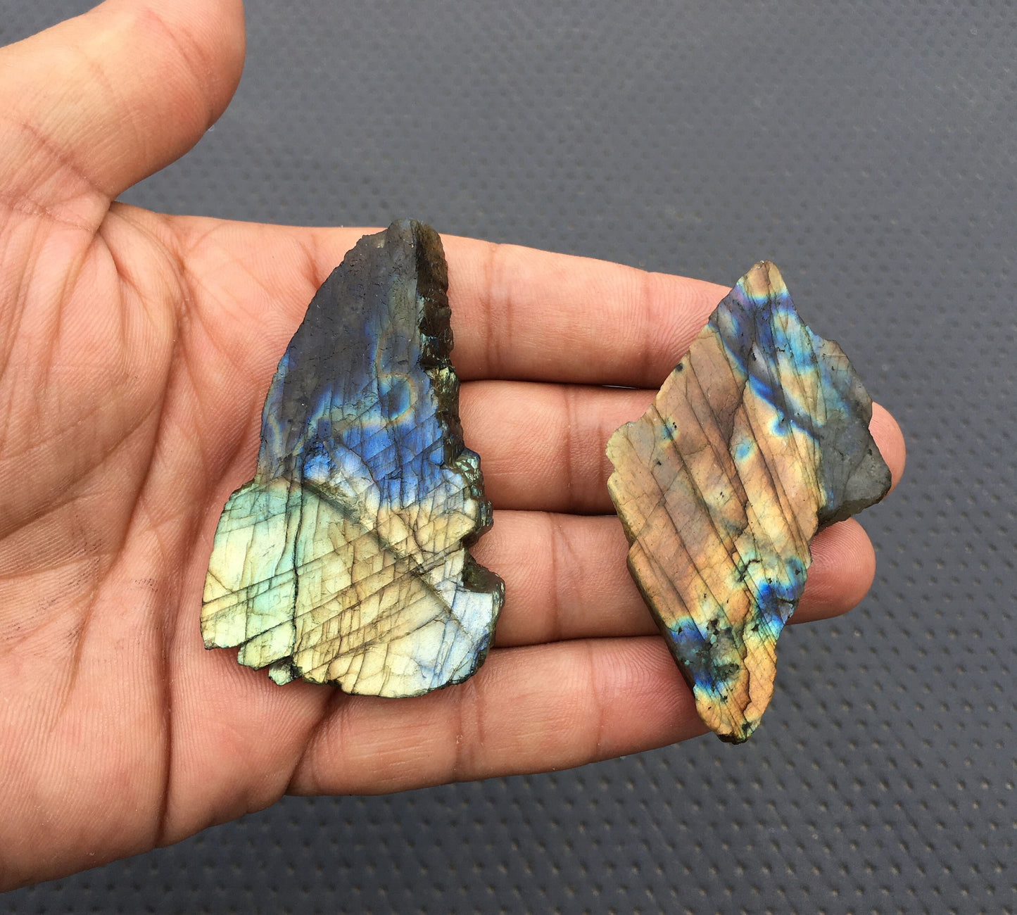 Magnificent Quality 2 Piece Natural Blue Fire Labradorite Raw Gemstone,Genuine Specimens Rough,Size 30x63-38x64 MM Labradorite Specimen Raw