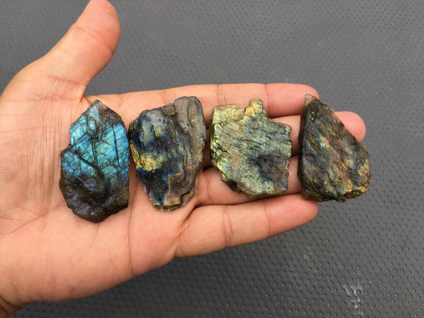 Genuine Quality 4 Pcs Natural Labradorite Gemstone,Unique Specimen Rough Size 19x42-34x54 MM,Blue Flash Making Jewelry Labradorite Specimen