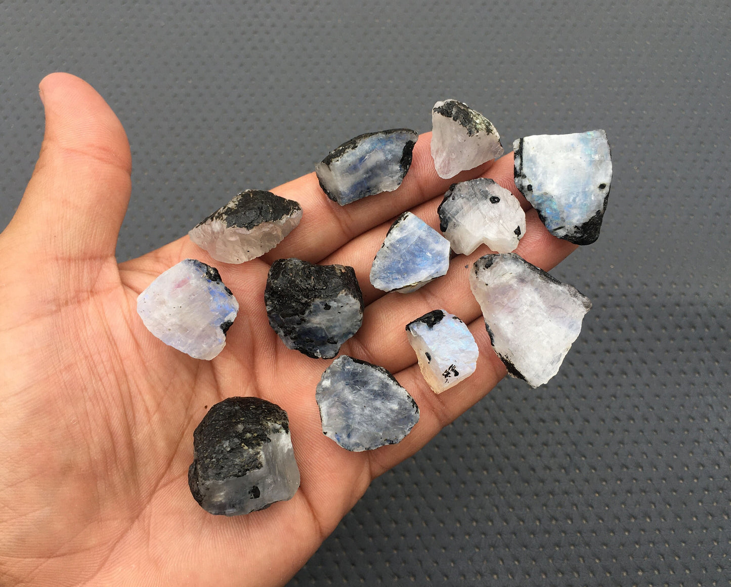 Extraordinary Beautiful Raw 12 Piece Natural Rainbow Moonstone,Specimen Rough,Size 13x15-27x30 MM Unpolished Rainbow Moonstone Antique Rough