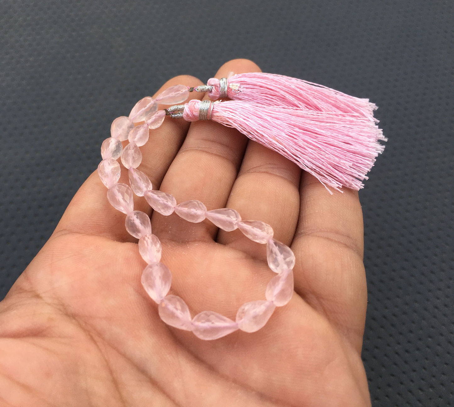 New Arrival AAA Quality Natural Rose Quartz Faceted Teardrop Shape Briolette Beads Top Drilled Quartz, Size 4x7-7x10 MM Tiny Rose Quartz