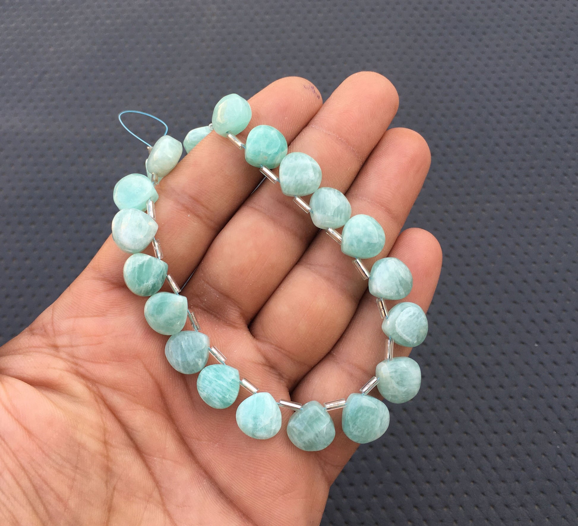 Trending Offer 1 Strand Natural Amazonite Gemstone,21 Pieces Smooth Heart Shape Beads,Size 10-11 MM Amzonite Heart Briolette Beads Jewelry