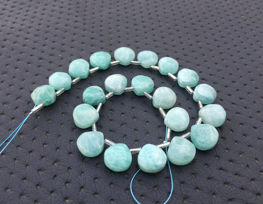 Trending Offer 1 Strand Natural Amazonite Gemstone,21 Pieces Smooth Heart Shape Beads,Size 10-11 MM Amzonite Heart Briolette Beads Jewelry